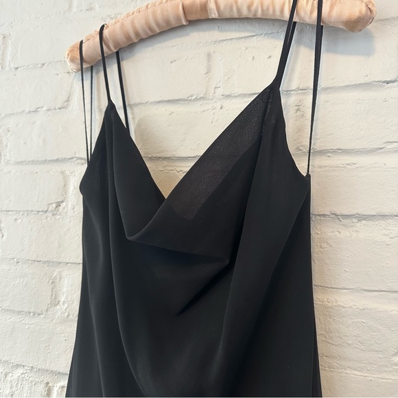 Vintage 90s Black Chiffon Drape Slip Maxi Dress - Picture 2 of 5